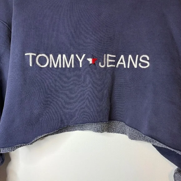 Vintage Tommy Jeans Red White Blue Hand Cropped Sweatshirt 90s 1990s - Picture 2 of 9